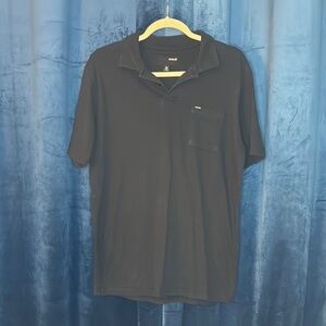 Hurley Men’s Black Polo Shirt with Short Sleeves Front Pocket SZ M Medium